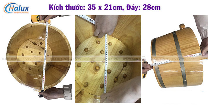 Kích thước chậu ngâm chân gỗ thông (Hình ảnh chụp thực tế)