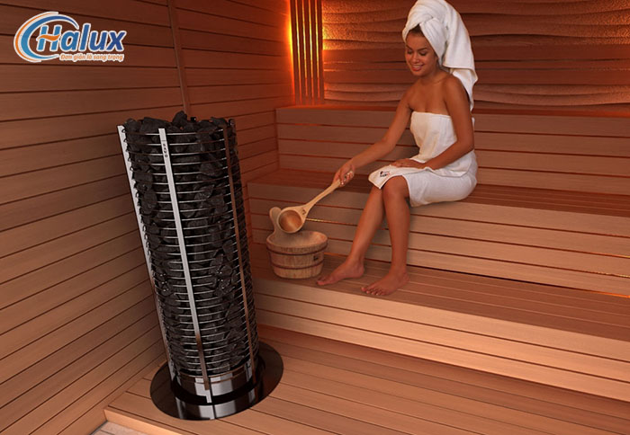Máy xông sauna Sawo Tower Round có thể lắp đặt tại các vị trí trong phòng xông