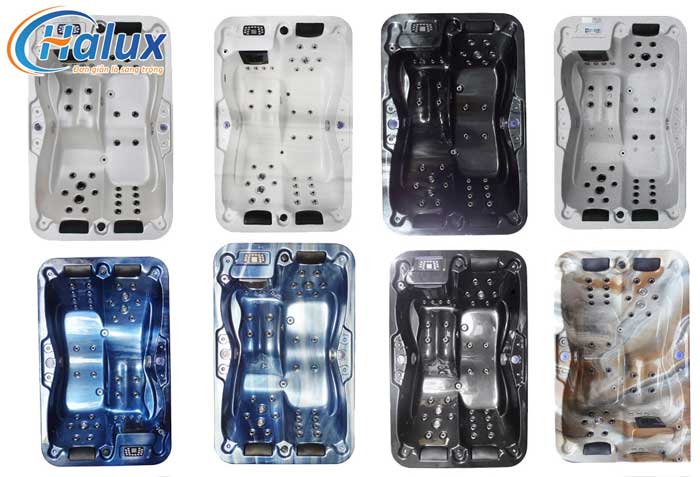 Phần acrylic của bồn sục có đa dạng màu sắc bắt mắt, ấn tượng