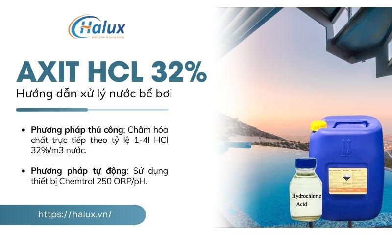 Hướng dẫn xử lý nước bể bơi bằng HCl