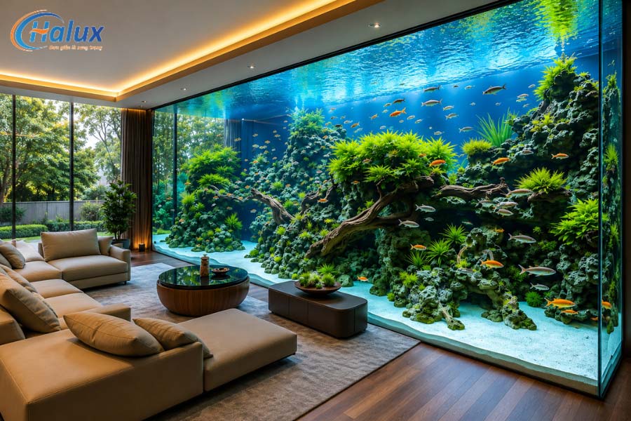 Thủy cung sử dụng vách Acrylic cao cấp, tạo không gian đại dương trực quan, sinh động