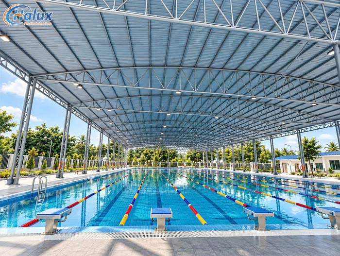 Toàn cảnh bể bơi thi đấu quân đội 1.250m² tại Đồng Nai